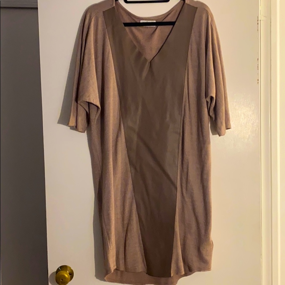Velvet tunic size L, mushroom with faux leather